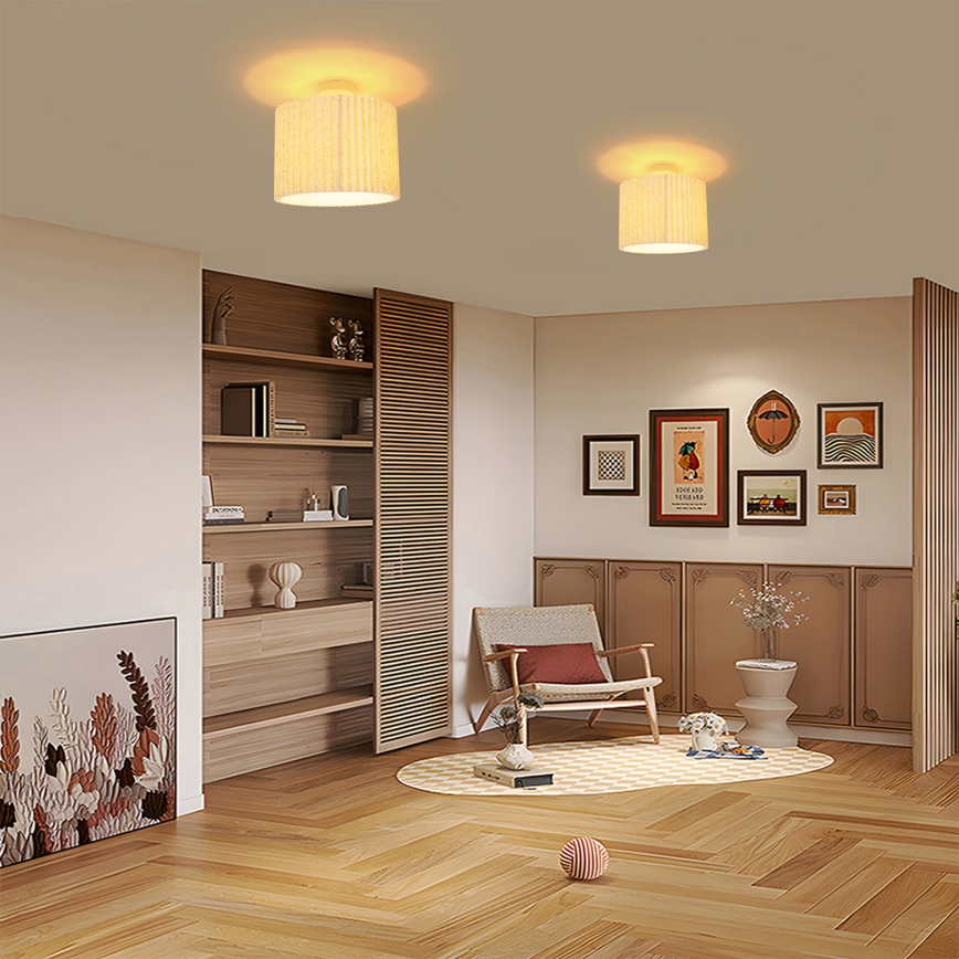 Brilagi - prie lubų montuojamas šviestuvas NORDIC WAVE 1xE27/15W/230V skersmuo 32 cm lino/balta