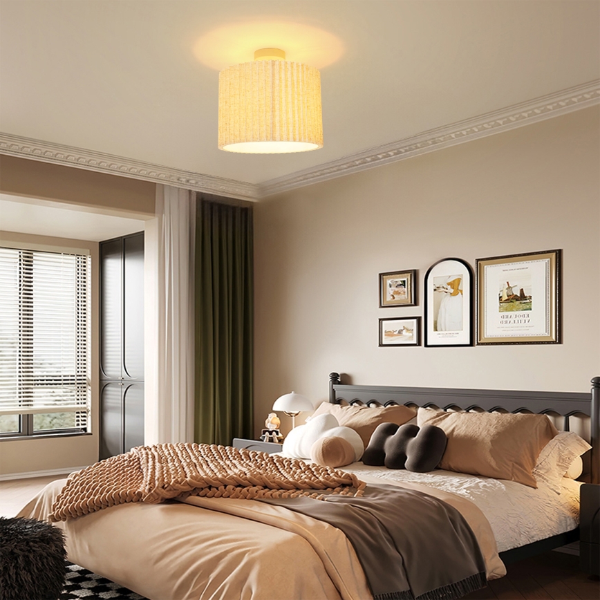 Brilagi - prie lubų montuojamas šviestuvas NORDIC WAVE 1xE27/15W/230V skersmuo 32 cm lino/balta