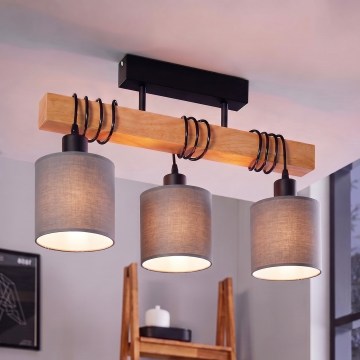 BRILAGI - Prie lubų montuojamas šviestuvas NUBILA 3xE27/60W/230V pušis/šviesiai pilka