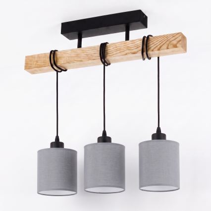 BRILAGI - Prie lubų montuojamas šviestuvas NUBILA 3xE27/60W/230V pušis/šviesiai pilka