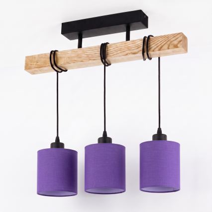 BRILAGI - Prie lubų montuojamas šviestuvas NUBILA 3xE27/60W/230V pušis/violetinė