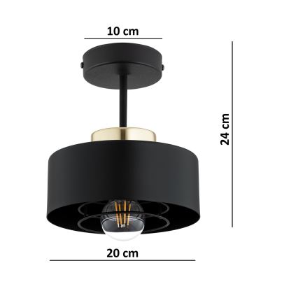 Brilagi - Prie lubų montuojamas šviestuvas SPRING 1xE27/60W/230V juodas/auksinis