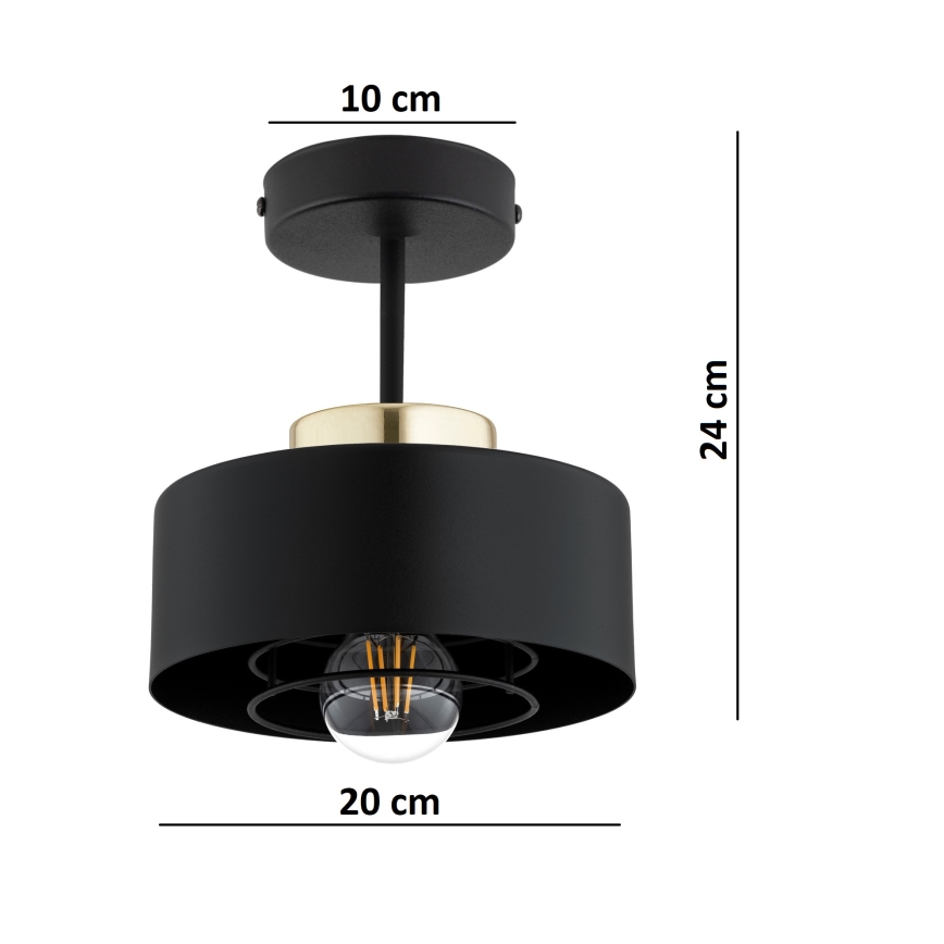 Brilagi - Prie lubų montuojamas šviestuvas SPRING 1xE27/60W/230V juodas/auksinis