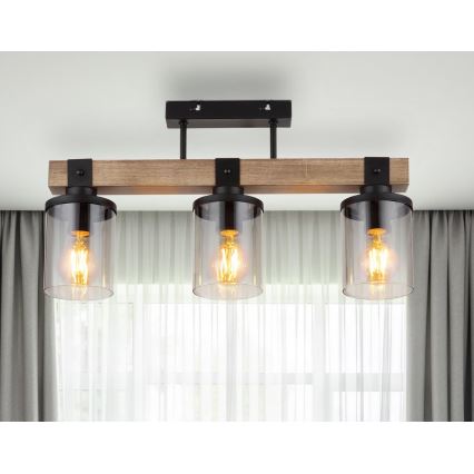 Brilagi - Prie lubų montuojamas šviestuvas VISTA 3xE27/60W/230V ąžuolas