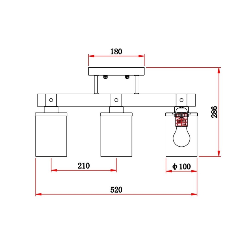 Brilagi - Prie lubų montuojamas šviestuvas VISTA 3xE27/60W/230V ąžuolas