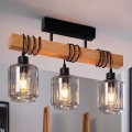 BRILAGI - Prie lubų montuojamas šviestuvas WOOD GLASS 3xE27/60W/230V pušies/juoda/dūminė smėlinė