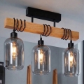 BRILAGI - Prie lubų montuojamas šviestuvas WOOD GLASS 3xE27/60W/230V pušis/juoda/dūminė pilka