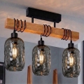 BRILAGI - Prie lubų montuojamas šviestuvas WOOD GLASS 3xE27/60W/230V pušis/juoda/dūminė pilka
