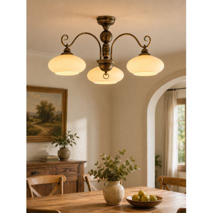 BRILAGI - Prie lubų tvirtinama liustra MOLLERO 3xE27/15W/230V skersmuo 84 cm bronza/patina