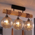 BRILAGI - Prie lubų tvirtinama liustra WOOD GLASS 3xE27/60W/230V pušis/juoda/dūminė ruda