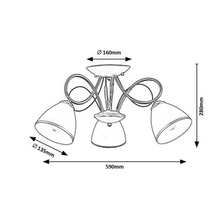 Brilagi - Prie lubų tvirtinamas šviestuvas FRED 3xE27/60W/230V, skersmuo 59 cm, auksinis