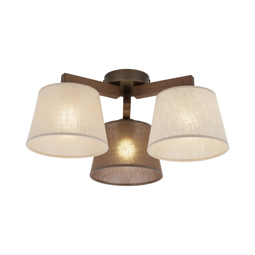 Brilagi - Prie lubų tvirtinamas šviestuvas LATTE 3xE27/15W/230V pušis/mišrus