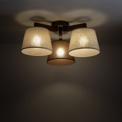 Brilagi - Prie lubų tvirtinamas šviestuvas LATTE 3xE27/60W/230V pušis/mišrus