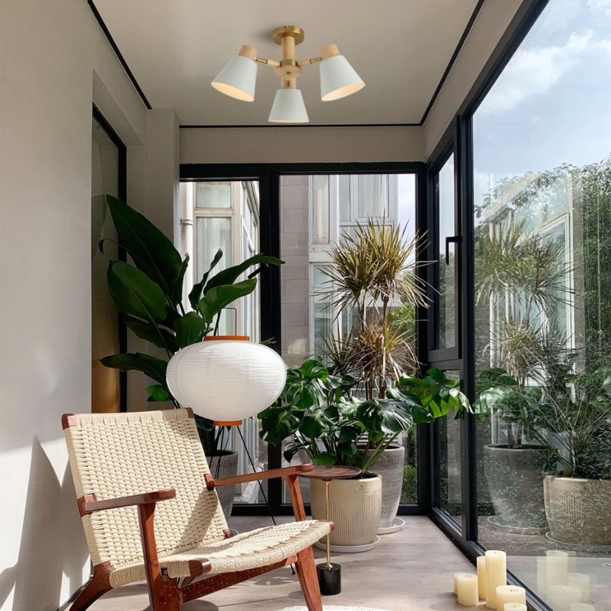 Brilagi - prie lubų tvirtinamas šviestuvas LUND WOOD 3xE27/40W/230V, skersmuo 50 cm, medinis