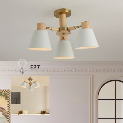 Brilagi - prie lubų tvirtinamas šviestuvas LUND WOOD 3xE27/40W/230V, skersmuo 50 cm, medinis