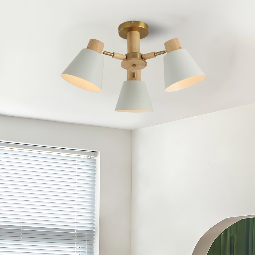 Brilagi - prie lubų tvirtinamas šviestuvas LUND WOOD 3xE27/40W/230V, skersmuo 50 cm, medinis