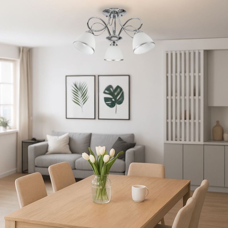 Brilagi - Prigludęs liustras FRED 3xE27/60W/230V, skersmuo 59 cm, blizgus chromas