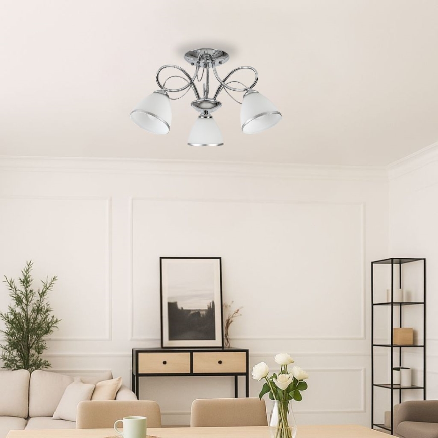 Brilagi - Prigludęs liustras FRED 3xE27/60W/230V, skersmuo 59 cm, blizgus chromas