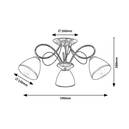 Brilagi - Prigludęs liustras FRED 3xE27/60W/230V, skersmuo 59 cm, blizgus chromas