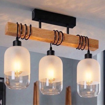 BRILAGI - Prigludęs liustras WOOD GLASS 3xE27/60W/230V pušis/juoda/balta