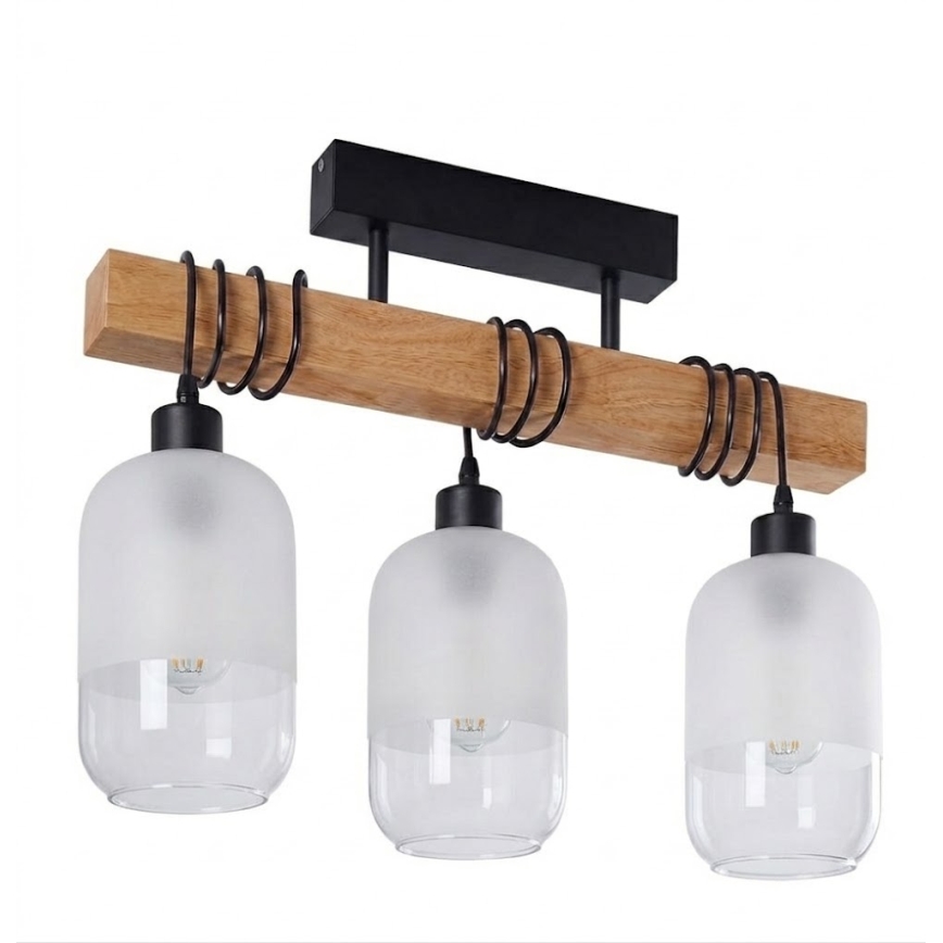 BRILAGI - Prigludęs liustras WOOD GLASS 3xE27/60W/230V pušis/juoda/balta