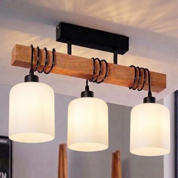 BRILAGI - Prigludęs liustras WOOD GLASS 3xE27/60W/230V pušis/juoda/balta