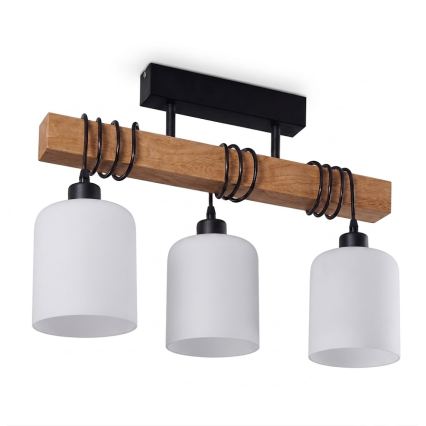 BRILAGI - Prigludęs liustras WOOD GLASS 3xE27/60W/230V pušis/juoda/balta