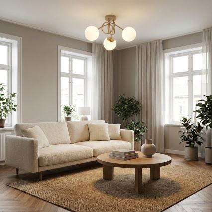 Brilagi - Prigludęs lubinis šviestuvas 3xE27/60W/230V smėlinė/auksinė