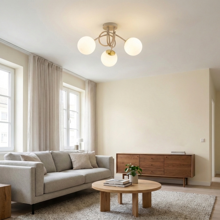 Brilagi - Prigludęs lubinis šviestuvas 3xE27/60W/230V smėlinė/auksinė