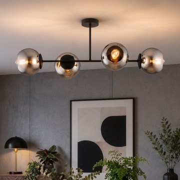 BRILAGI - Prigludęs lubinis šviestuvas DIOR 4xE27/60W/230V juoda/dūminė pilka