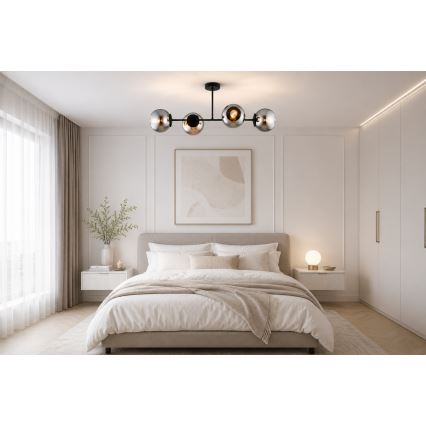 BRILAGI - Prigludęs lubinis šviestuvas DIOR 4xE27/60W/230V juoda/dūminė pilka