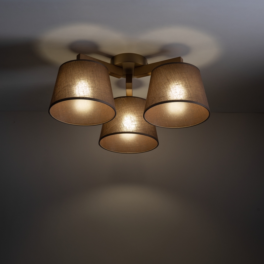 Brilagi - Prigludęs lubinis šviestuvas LATTE SABIA 3xE27/15W/230V pušis/ruda