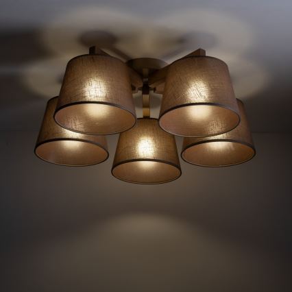 Brilagi - Prigludęs lubinis šviestuvas LATTE SABIA 5xE27/15W/230V pušis/ruda