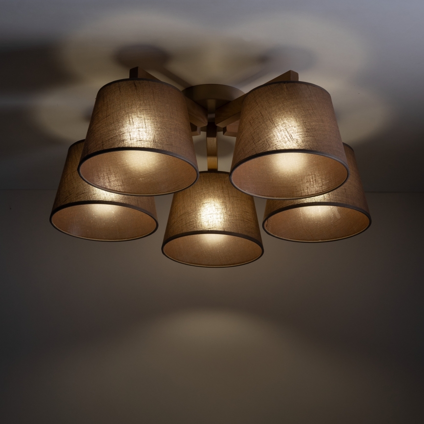 Brilagi - Prigludęs lubinis šviestuvas LATTE SABIA 5xE27/15W/230V pušis/ruda