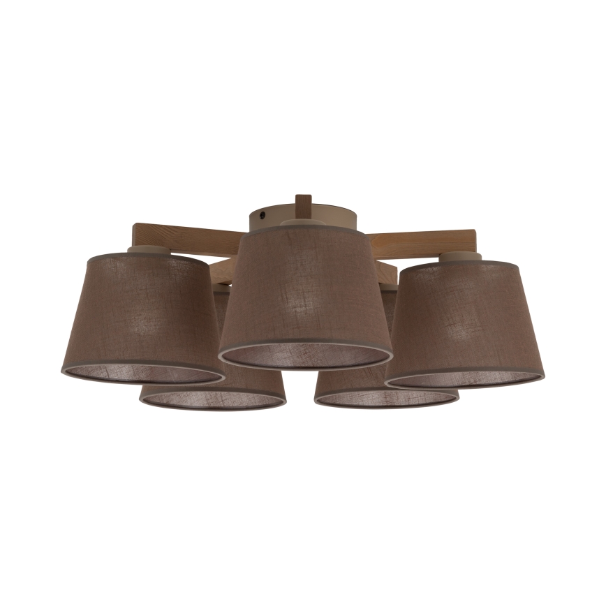 Brilagi - Prigludęs lubinis šviestuvas LATTE SABIA 5xE27/15W/230V pušis/ruda