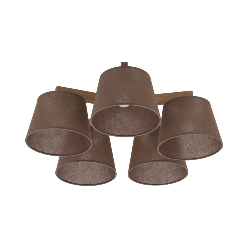 Brilagi - Prigludęs lubinis šviestuvas LATTE SABIA 5xE27/15W/230V pušis/ruda