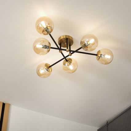 Brilagi - Prigludęs lubinis šviestuvas MALIVA 6xE14/15W/230V auksinis