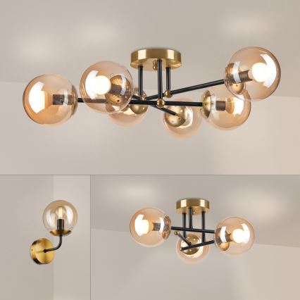Brilagi - Prigludęs lubinis šviestuvas MALIVA 6xE14/15W/230V auksinis