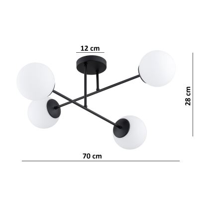 BRILAGI - Prigludęs lubinis šviestuvas MILO 4xE27/60W/230V juodas