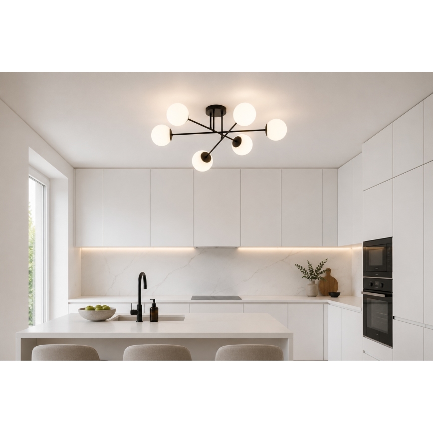 Brilagi - Prigludęs lubinis šviestuvas MILO 6xE27/60W/230V juodas