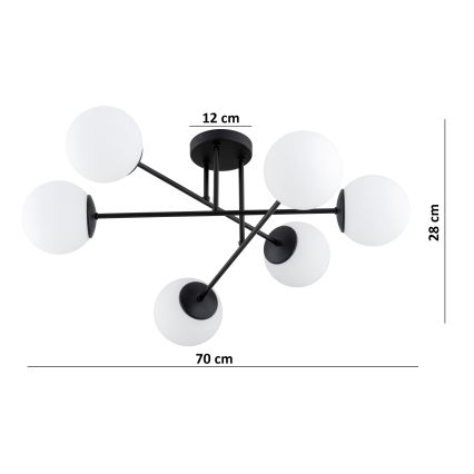 Brilagi - Prigludęs lubinis šviestuvas MILO 6xE27/60W/230V juodas