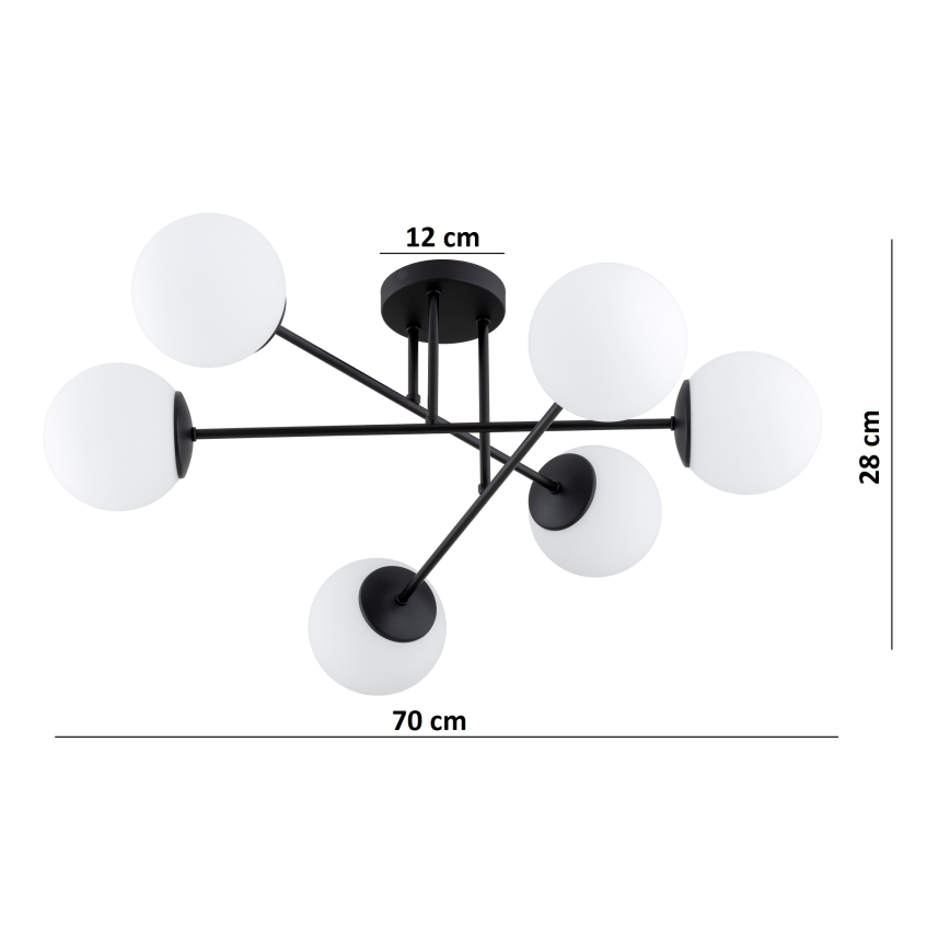 Brilagi - Prigludęs lubinis šviestuvas MILO 6xE27/60W/230V juodas