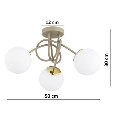 Brilagi - Prigludęs lubinis šviestuvas MILO ECRU 3xE27/60W/230V smėlinė/auksinė