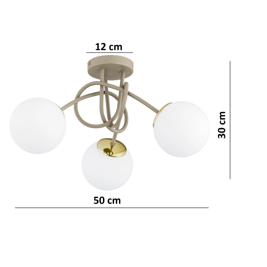 Brilagi - Prigludęs lubinis šviestuvas MILO ECRU 3xE27/60W/230V smėlinė/auksinė