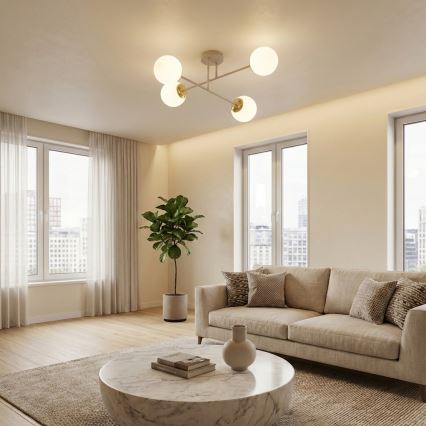 Brilagi - Prigludęs lubų šviestuvas 4xE27/60W/230V smėlinis/auksinis