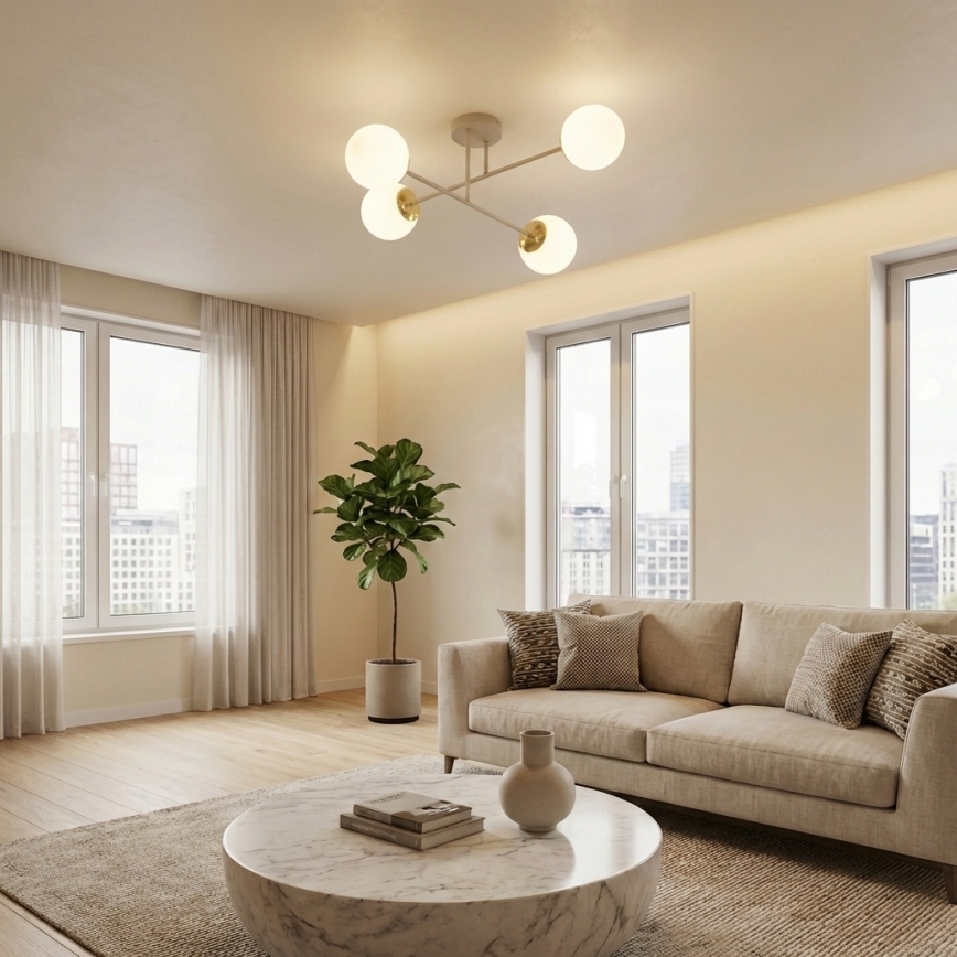 Brilagi - Prigludęs lubų šviestuvas 4xE27/60W/230V smėlinis/auksinis