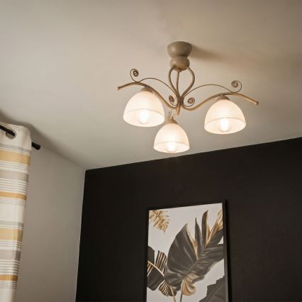 Brilagi - Prigludęs lubų šviestuvas ANTICO MODERN 3xE27/60W/230V smėlinė
