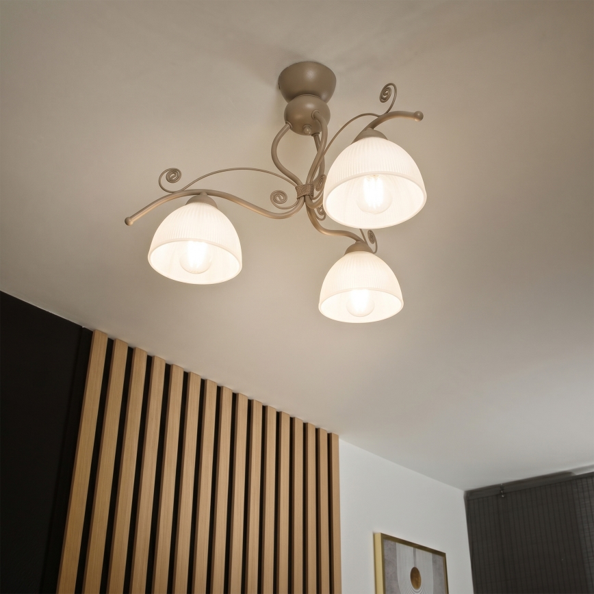 Brilagi - Prigludęs lubų šviestuvas ANTICO MODERN 3xE27/60W/230V smėlinė