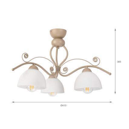 Brilagi - Prigludęs lubų šviestuvas ANTICO MODERN 3xE27/60W/230V smėlinė