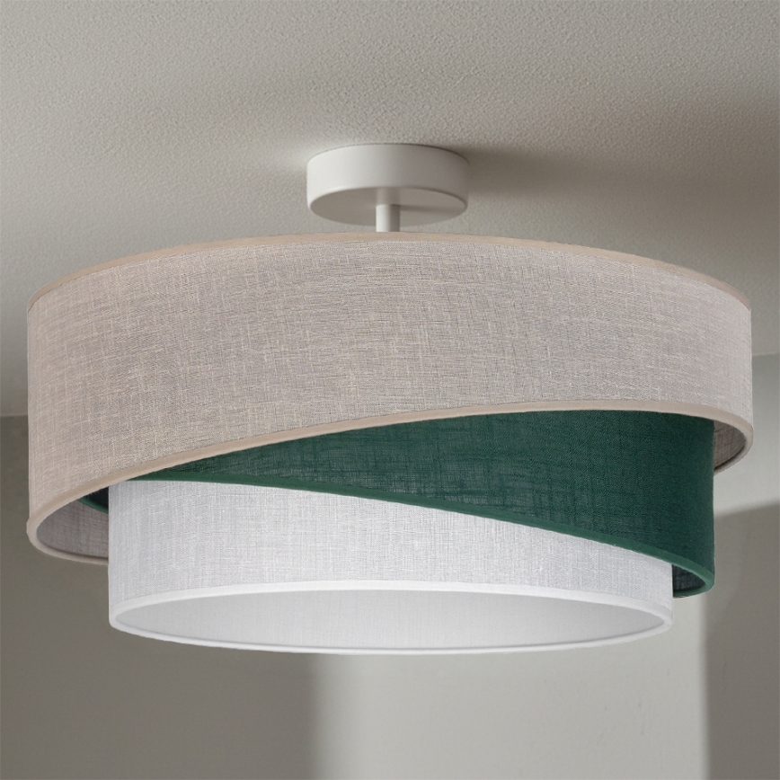 Brilagi - prigludęs lubų šviestuvas ARROW 1xE27/60W/230V Ø 45 cm smėlinė/žalia/balta